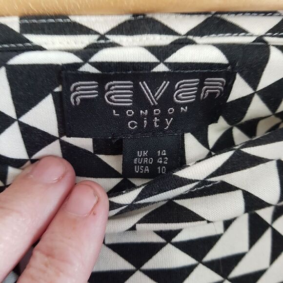 FEVER LONDON CITY Black and  White Dress Square and Triangle Pattern Siz… - Picture 13 of 16